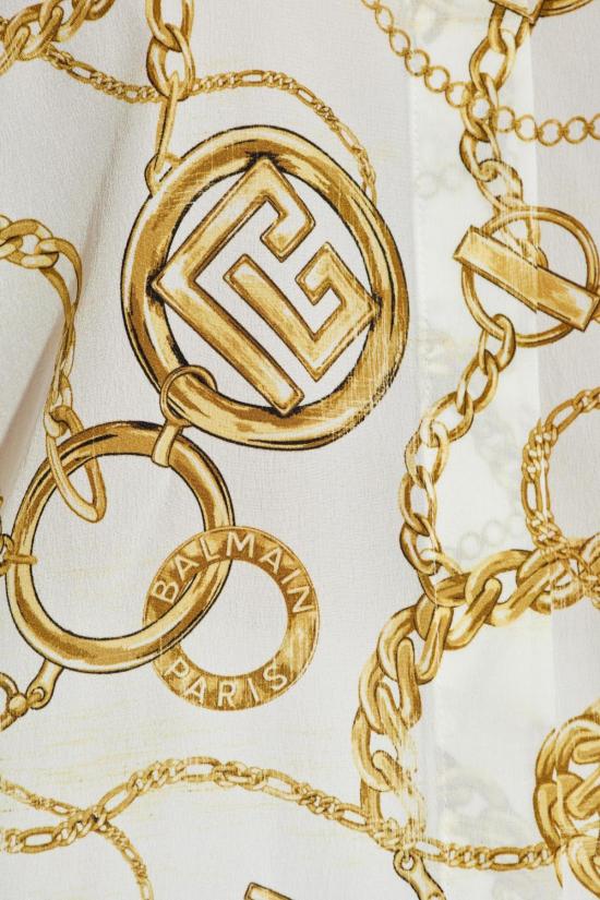  발망 블라우스 실크 셔츠 프린트 셔츠 블랑/오르 - BALMAIN