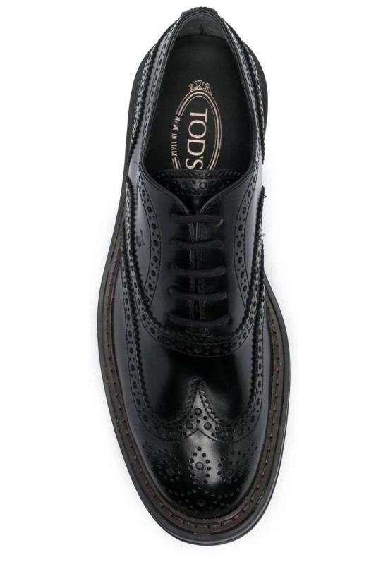 토즈 로퍼 라운드 토 레이스업 옥스퍼드 슈즈 블랙 - TODS
