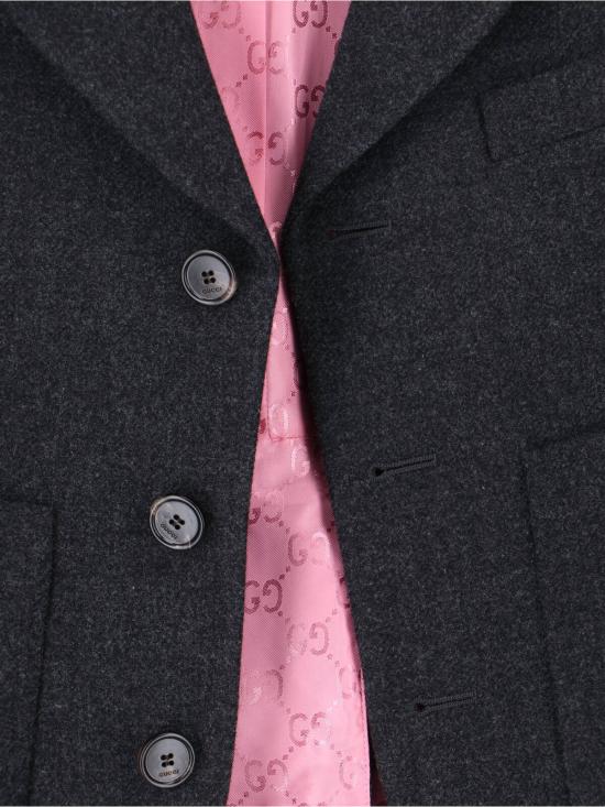  구찌 수트 자켓 숏 싱글 브레스트 블레이저 그레이 - GUCCI