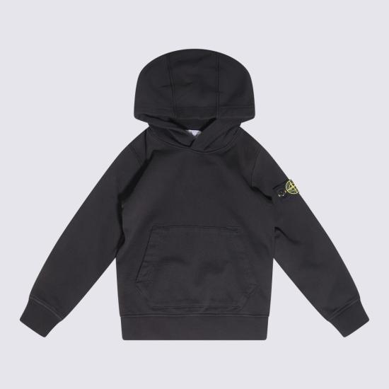  [키즈] 스톤 아일랜드 풀오버 키즈  블랙 코튼 스웨트셔츠 블랙