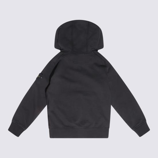  [키즈] 스톤 아일랜드 풀오버 키즈  블랙 코튼 스웨트셔츠 블랙 - STONE ISLAND