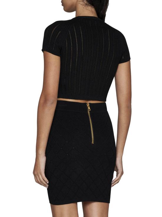  발망 미디 스커트 니트  블랙 - BALMAIN