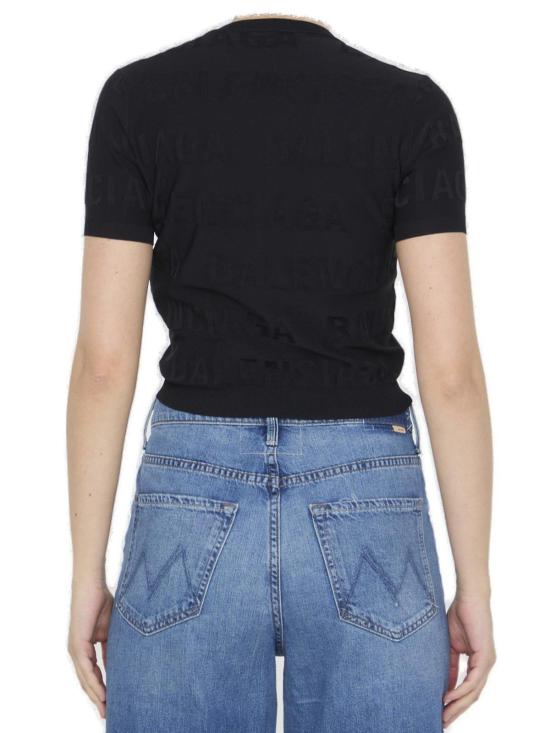  발렌시아가 반팔 티셔츠 로고 프린트 크루넥 티셔츠 블랙 - BALENCIAGA
