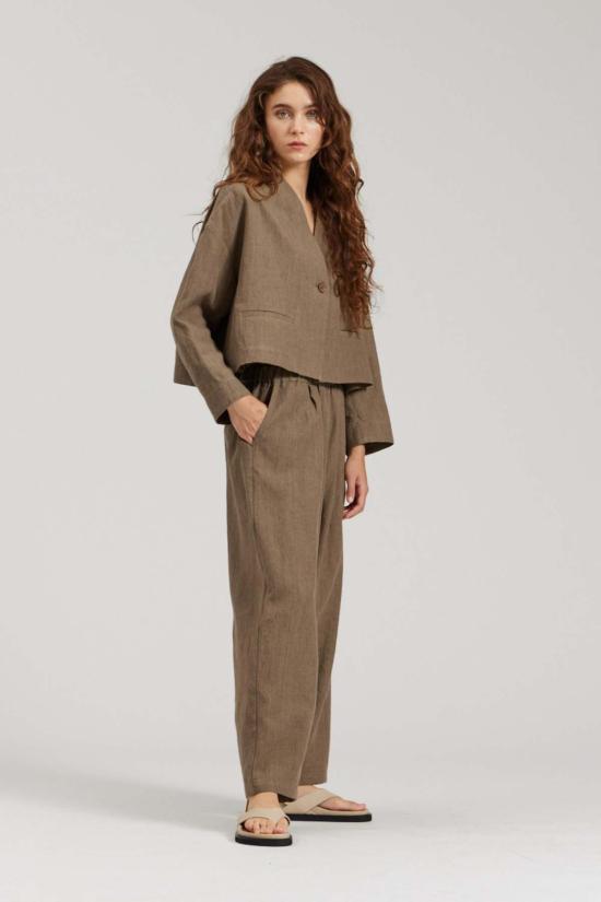  수트 자켓 There Elsewhere 칼라리스 크롭 블레이저 라이트 엄버 - OTHER BRANDS