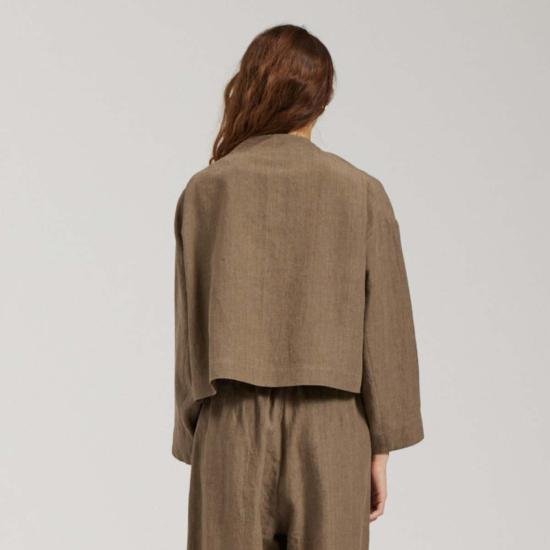  수트 자켓 There Elsewhere 칼라리스 크롭 블레이저 라이트 엄버 - OTHER BRANDS