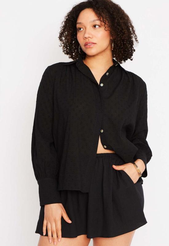  루 샤르망 블라우스 루프 샤르망 가스프  블랙 스위스 엘립스