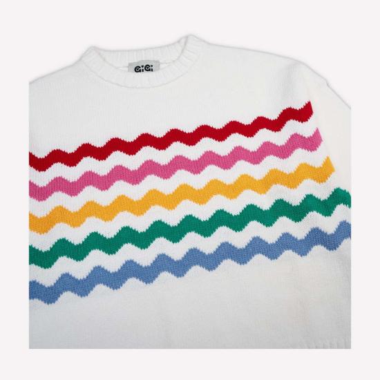  지지 니트웨어 스웨터 웨이브 스트라이프 코튼 - GIGI KNITWEAR