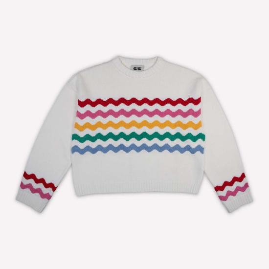  지지 니트웨어 스웨터 웨이브 스트라이프 코튼 - GIGI KNITWEAR