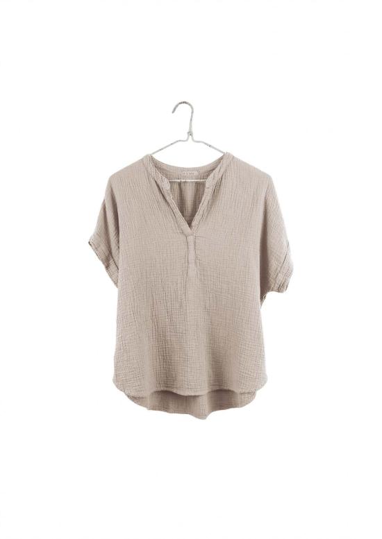  It Is Well L.A. 반팔 티셔츠 잇이즈웰 L.A. 오가닉 크링클드 만다린 탑 - OTHER BRANDS