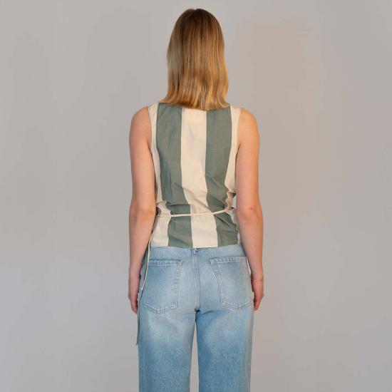  알리지 민소매 티셔츠 알리시 맥시 스트라이프  그린 & 크림 스트라이프 - ALYSI