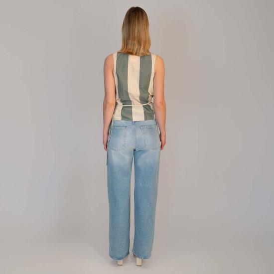  알리지 민소매 티셔츠 알리시 맥시 스트라이프  그린 & 크림 스트라이프 - ALYSI