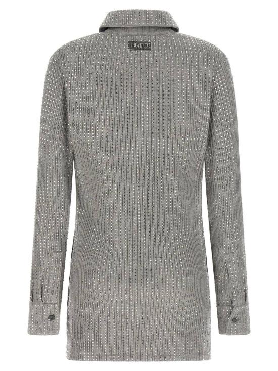  디 아티코 숏 원피스 아티코 라인스톤 드레스 그레이 - THE ATTICO