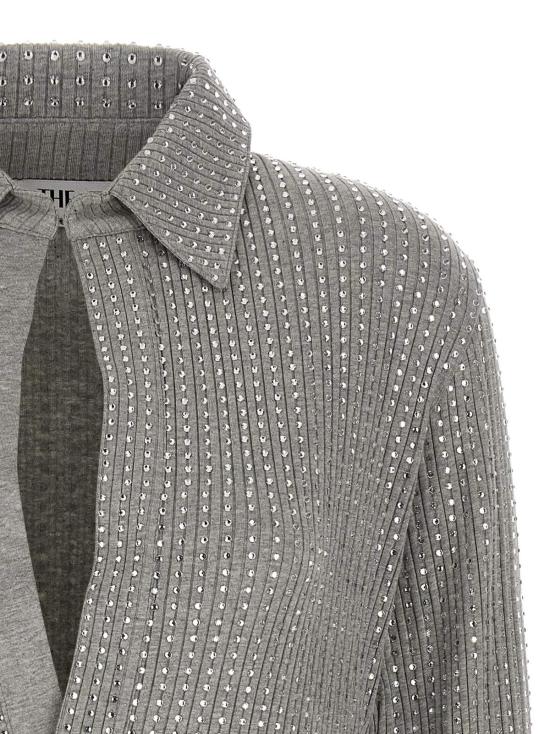  디 아티코 숏 원피스 아티코 라인스톤 드레스 그레이 - THE ATTICO