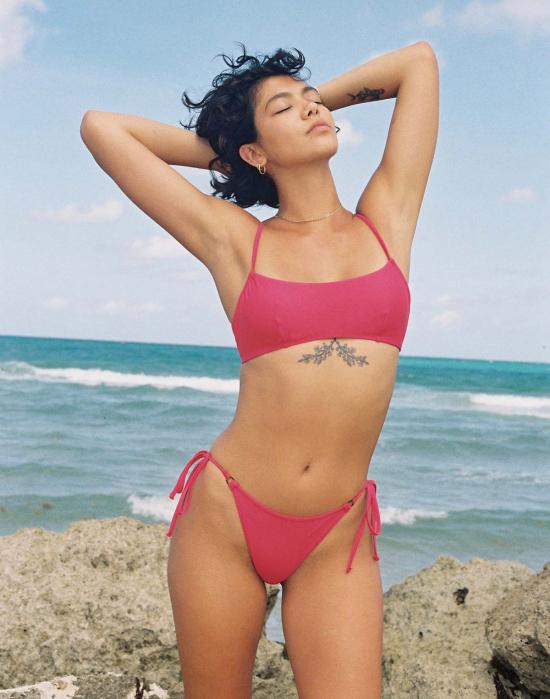  갈라마르 비키니 수영복 타이 브리프 히비스커스