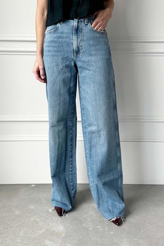  아모 데님 데님 팬츠 프리다 하이라이즈 와이드 레그 진