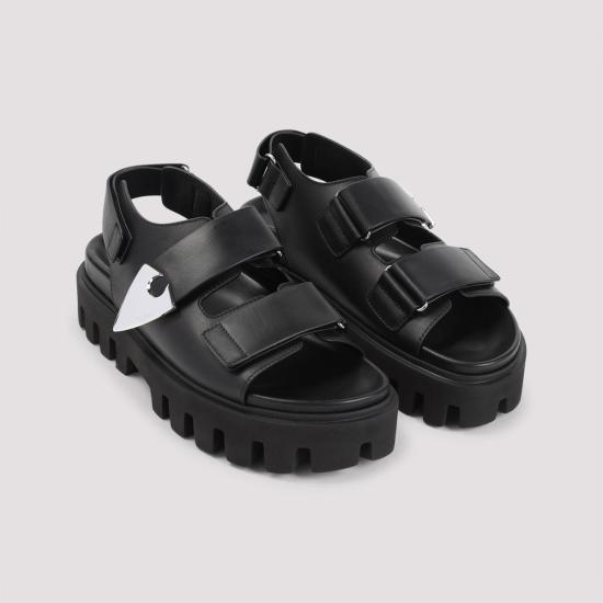  알렉산더 맥퀸 샌들 가죽 및 고무  블랙 실버 - ALEXANDER MCQUEEN