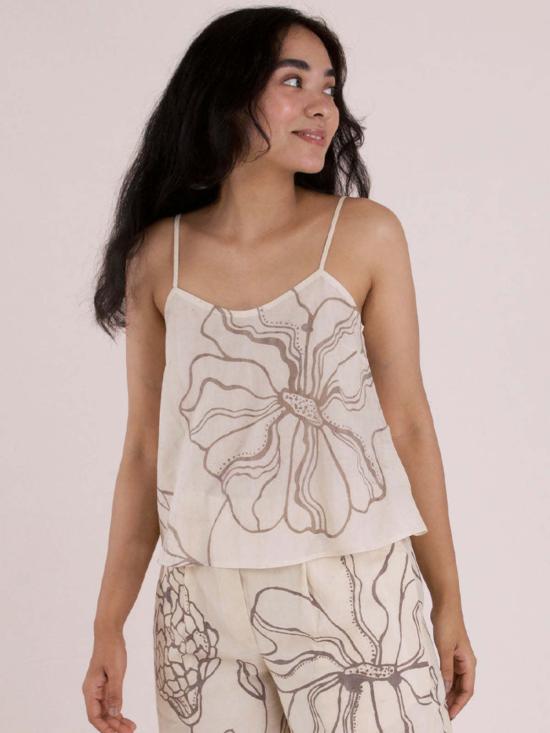  IKKIVI 블라우스 이키비 풀 블룸 탑 오프 화이트 - OTHER BRANDS