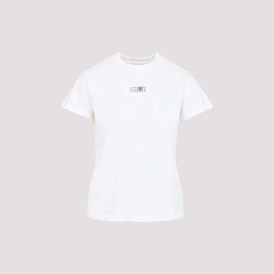  MM6 메종마르지엘라 반팔 티셔츠 Mm6 메종 마르지엘라 코튼 티셔츠 오프 화이트 - MM6 MAISON MARGIELA