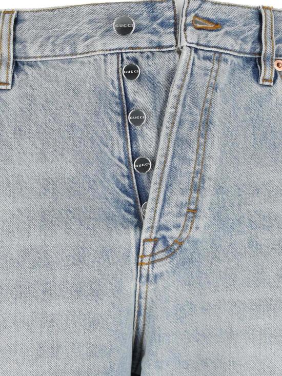  구찌 데님 팬츠 스트레이트 진 블루 라이트 블루 - GUCCI