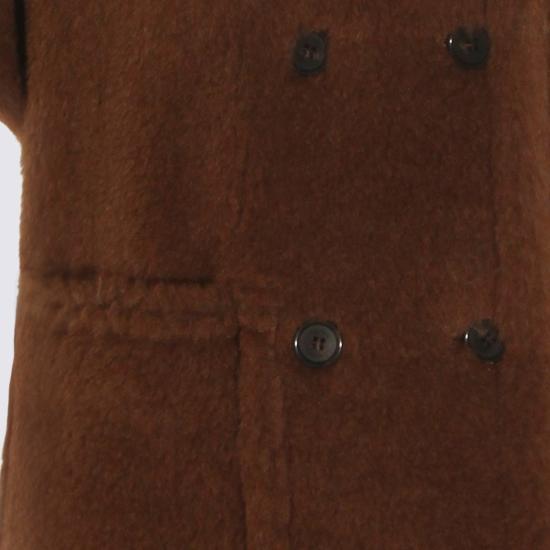  막스마라 코트 막스 마라 울 케이프 가죽 브라운 - MAX MARA