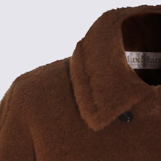  막스마라 코트 막스 마라 울 케이프 가죽 브라운 - MAX MARA