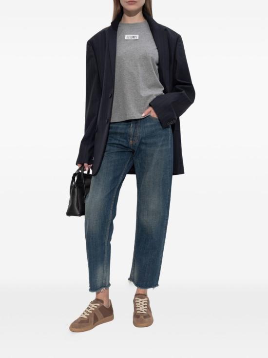  MM6 메종마르지엘라 반팔 티셔츠 Mm6 메종 마르지엘라 로고 티셔츠 탑 그레이 - MM6 MAISON MARGIELA