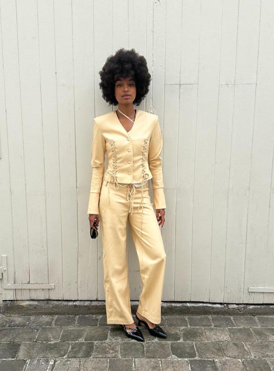  SAEMDI 가죽 자켓 사엠디 크로스 코드 PU 재킷 - OTHER BRANDS