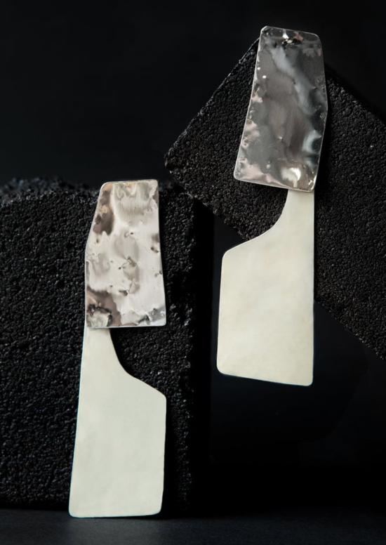  줄리 테브노 이어링 Julie Thévenot Contre Forme 시리즈 #2 귀걸이 스털링 실버 - JULIE THEVENOT