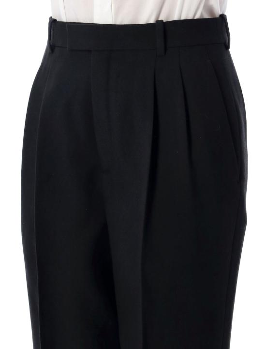  생로랑 스트레이트 팬츠 하이웨이스트 울 팬츠 블랙 - SAINT LAURENT