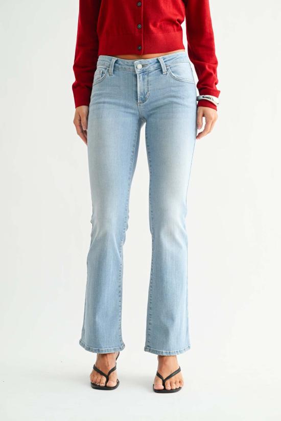  저스트 블랙 데님 데님 팬츠 슈퍼 로우 라이즈 플레어 진 라이트 데님 - JUST BLACK DENIM