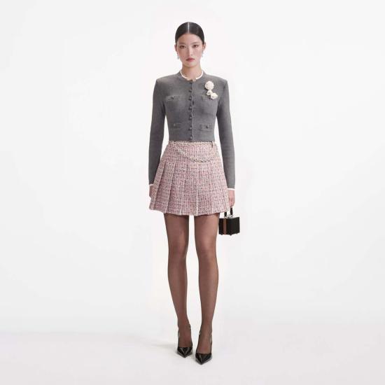  셀프 포트레이트 가디건 크로셰 플라워  그레이