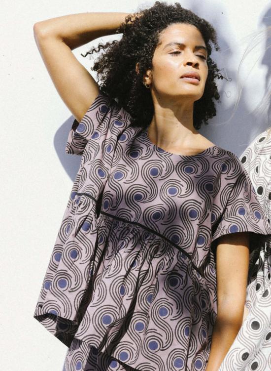  시크 콜렉티브 블라우스 Seek Collective Zoe Top Mocha Swirls