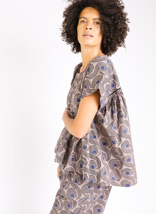  시크 콜렉티브 블라우스 Seek Collective Zoe Top Mocha Swirls - SEEK COLLECTIVE