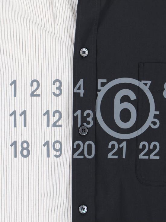  MM6 메종마르지엘라 탑 Mm6 메종 마르지엘라 투톤 숫자 셔츠 - MM6 MAISON MARGIELA