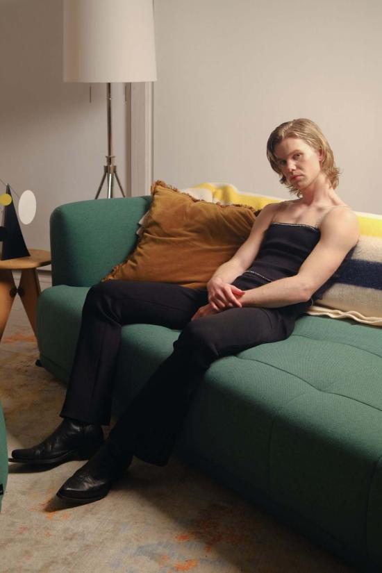  팡 뉴욕 민소매 티셔츠 라인스톤 스트랩이 달린 팡 립 탱크탑 - FANG NYC