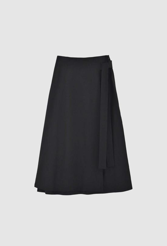  JULIA JENTZSCH 롱 스커트 줄리아 젠츠쉬 웬델리 울 개버딘 스커트 블랙