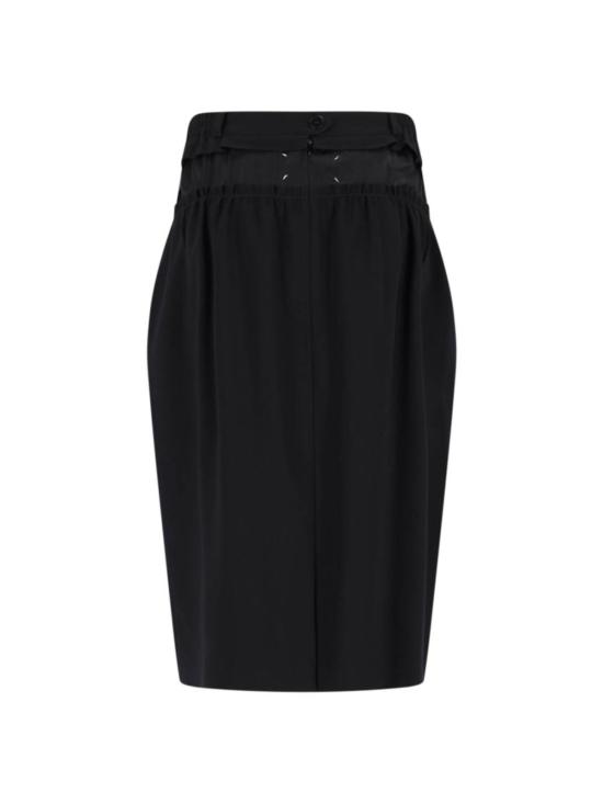  마르지엘라 롱 스커트 메종  포 스티치 미디 스커트 블랙 - MAISON MARGIELA
