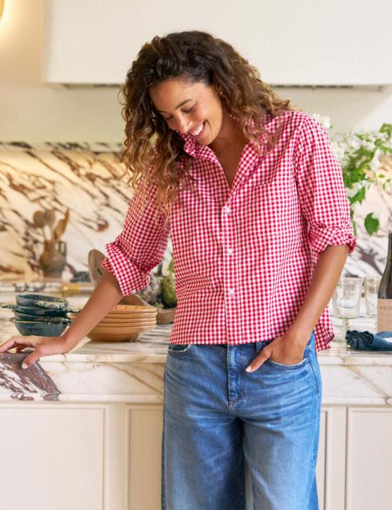  프랭크 앤 에일린 셔츠 프랭크 & 아일린 실비오 언짢블 버튼업 셔츠 레드 화이트 체크 - FRANK & EILEEN