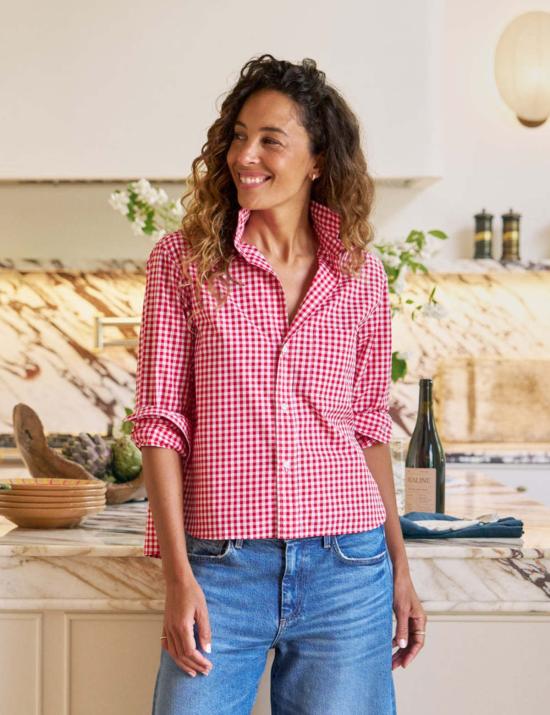  프랭크 앤 에일린 셔츠 프랭크 & 아일린 실비오 언짢블 버튼업 셔츠 레드 화이트 체크 - FRANK & EILEEN