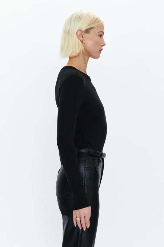  피스톨라 바디수트 티셔츠 베일리 긴팔 크루넥 끈 팬티 바디수트 느와르 - PISTOLA