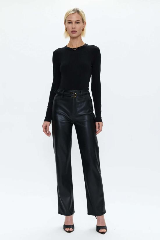  피스톨라 바디수트 티셔츠 베일리 긴팔 크루넥 끈 팬티 바디수트 느와르 - PISTOLA