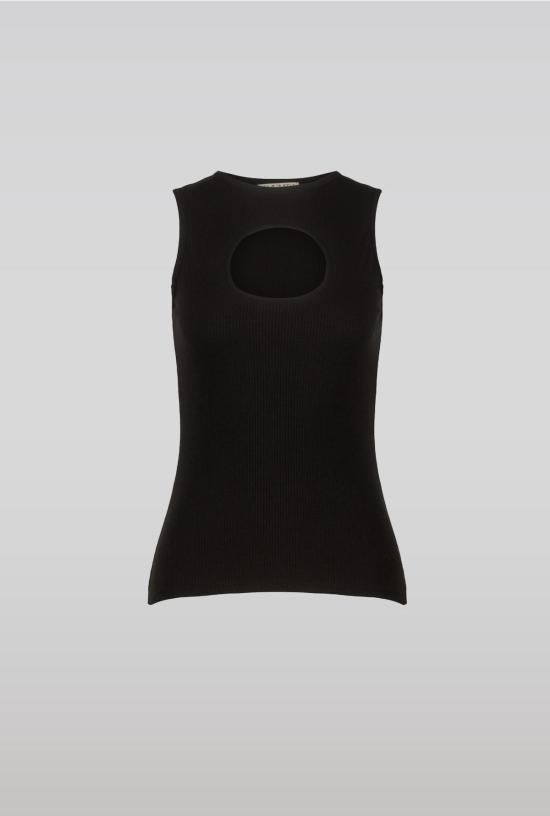  샘디 민소매 티셔츠 사엠디 밀로 립탑 블랙