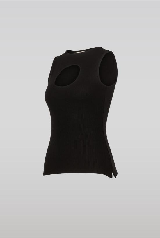  샘디 민소매 티셔츠 사엠디 밀로 립탑 블랙 - SAEMDI