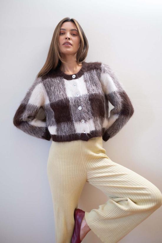  마리아 스탠리 가디건 브러시드 카디건