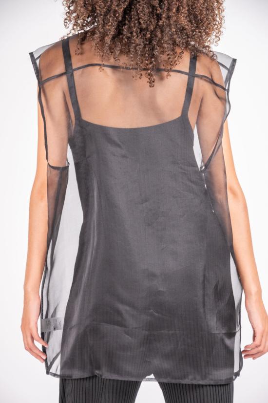  리타 블라우스 로우 드루실리아 실크 오르간자  블랙 - RITA