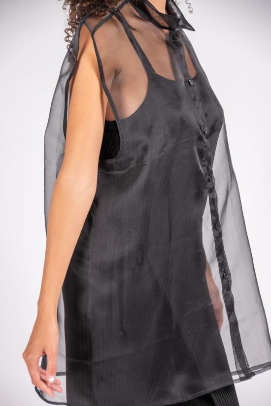  리타 블라우스 로우 드루실리아 실크 오르간자  블랙 - RITA