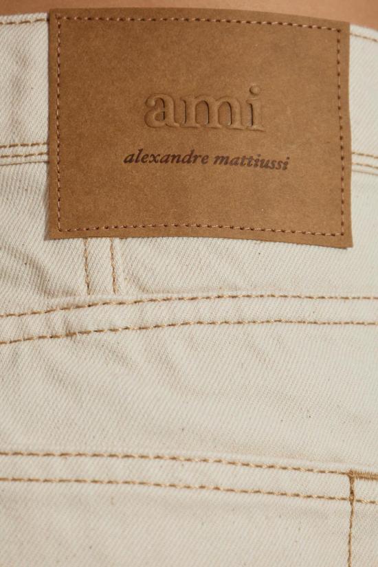  아미 데님 팬츠 알렉상드르 마티우시 와이드 레그 진 베이지 - AMI