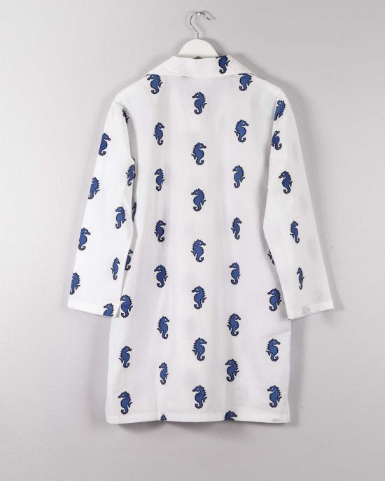  Lounge Act 라운지 웨어 라운지 액트 코튼 나이트셔츠 블루 시호스 나이트셔츠 - OTHER BRANDS