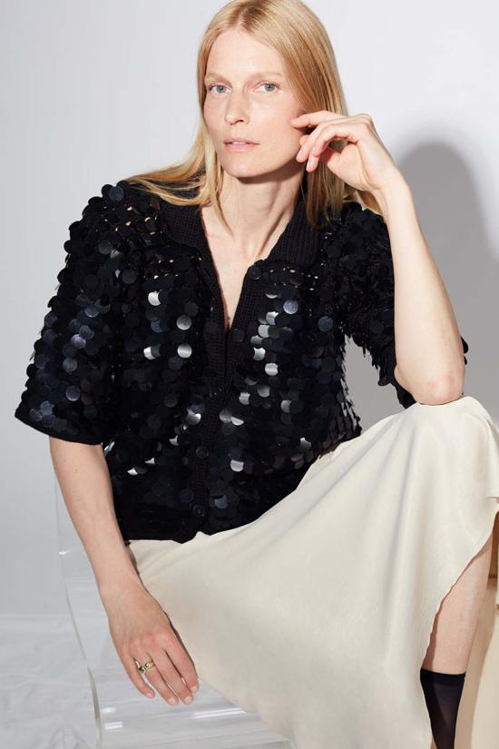  ELEVEN SIX 블라우스 일레븐 식스 피비 스팽글 셔츠 블랙 - ELEVEN SIX