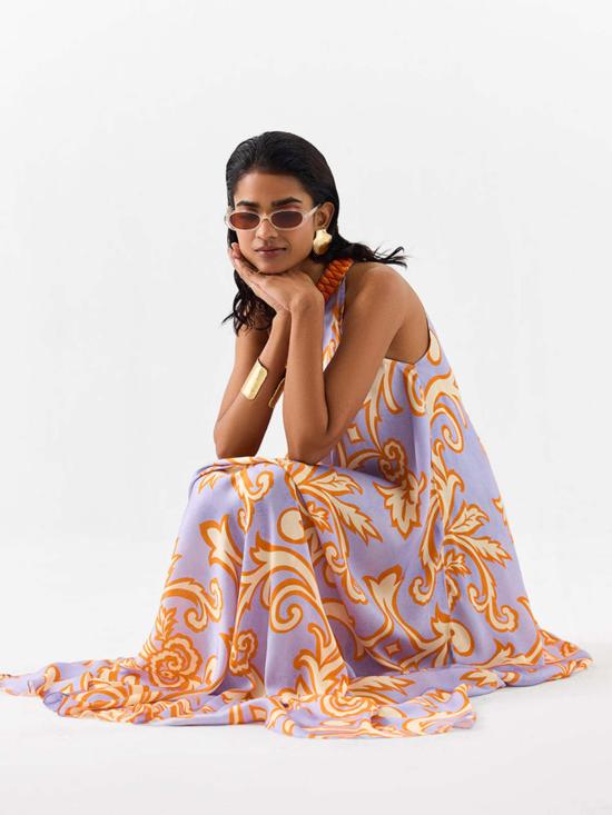  이키비 롱 원피스 모히토 홀터 드레스 (보라색) - IKKIVI